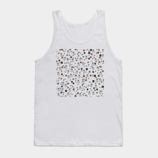 Halloween Boo Line Art Pattern - Teal & Orange Tank Top